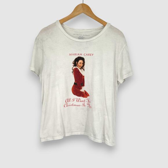 Mariah Carey All I Want for Christmas Is You Graphic Tee White Size Large - Picture 1 of 6